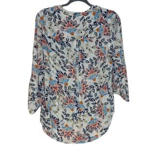 Daniel Rainn Koda Split Neck Floral Blouse in Off White NWOT Size Large